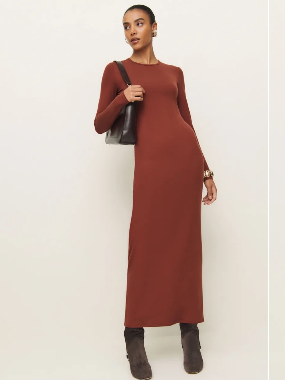 Reformation Tommie Knit Dress in Fig Jam NWT